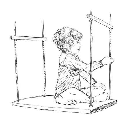 dziewczynka ze spektrum autyzmu na huśtawce